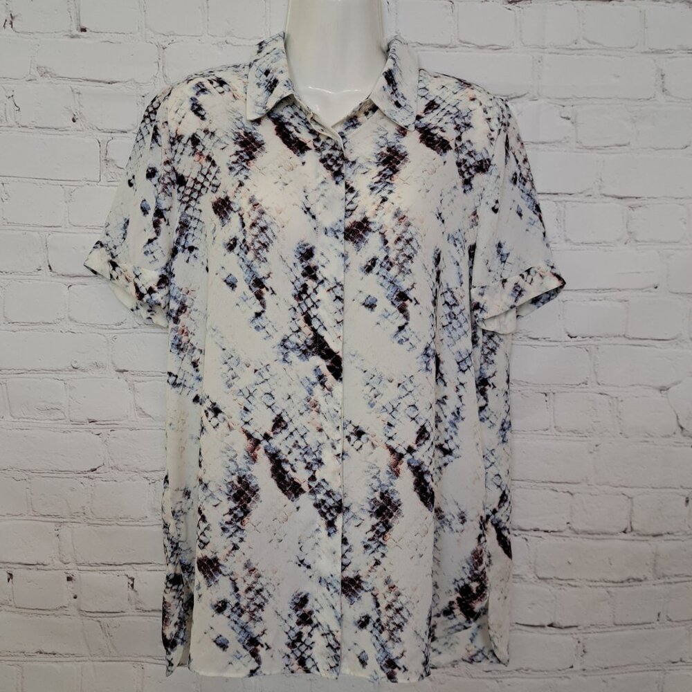 Cynthia Rowley Snake Print Button Up Top Size Small